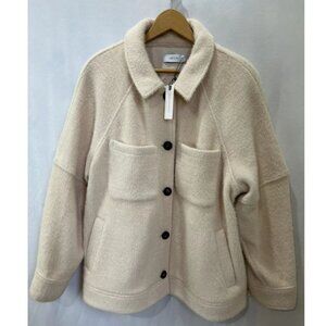Anthropologie Jacket Shacket Womens 1X Ivory Oversized Cozy Pocket Greylin Plus